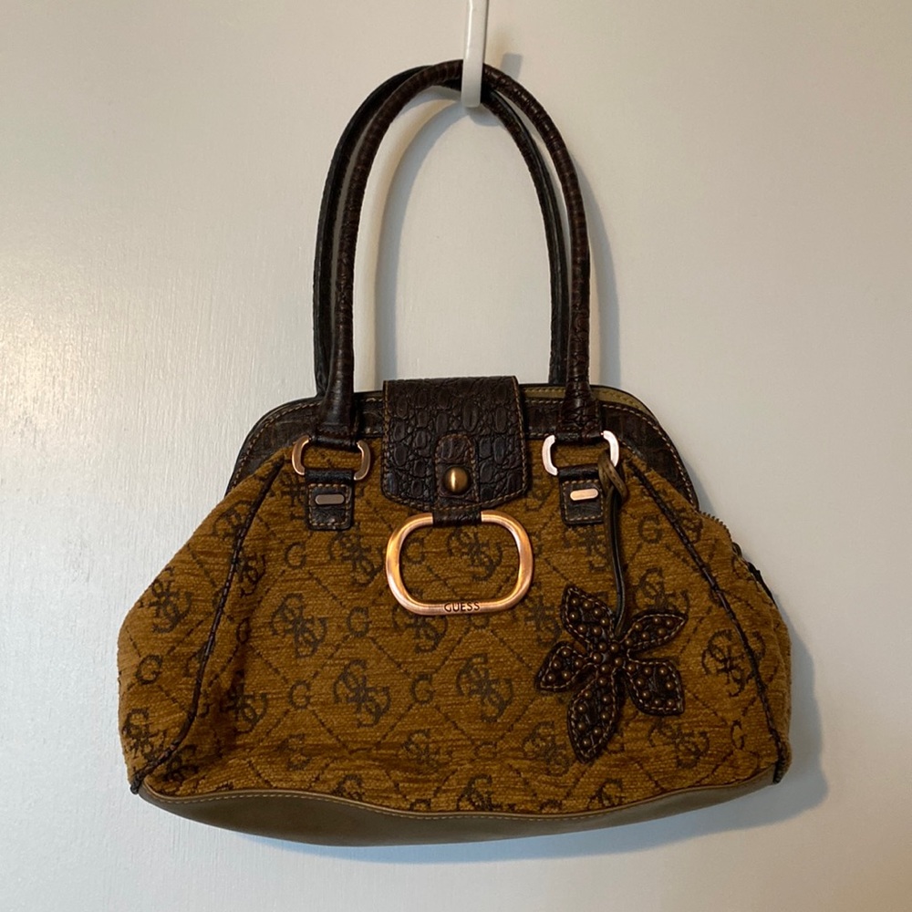 Guess tapestry hobo bag with copper tone accents